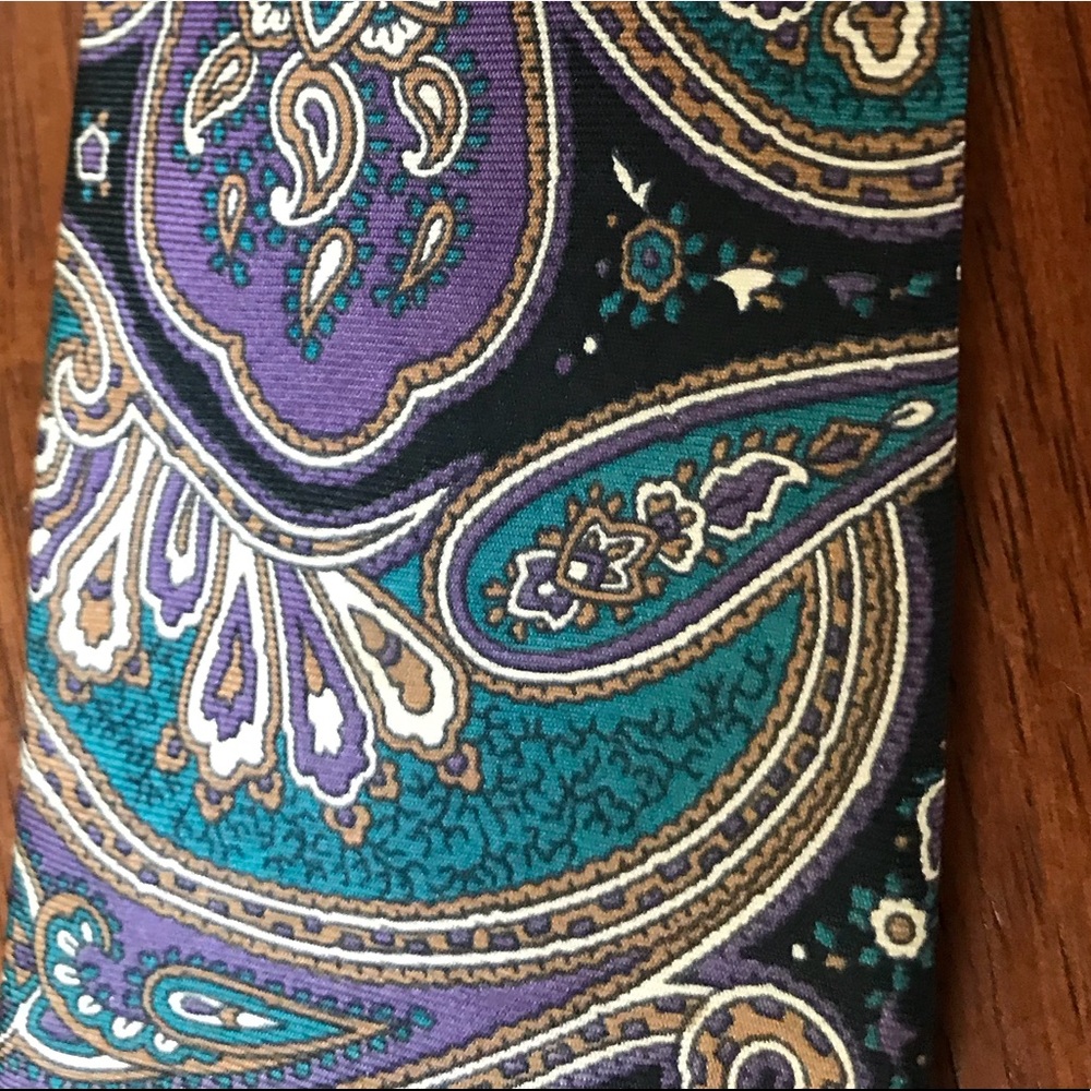 Vintage Paisley Tie Purple Turquoise and Black